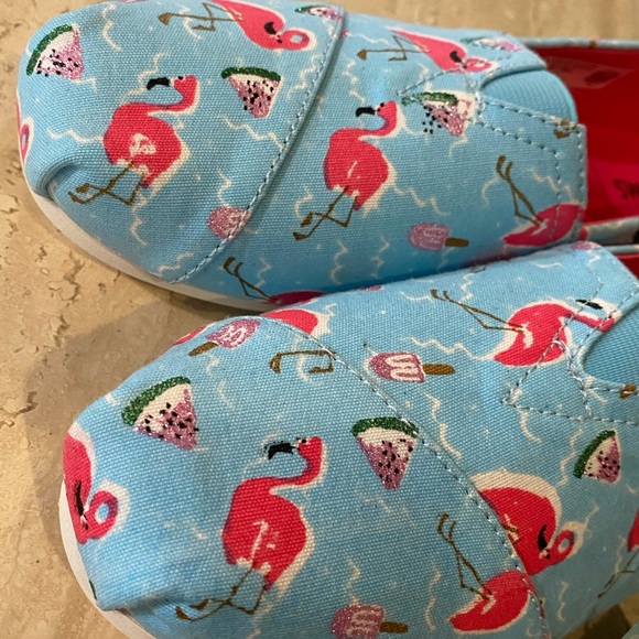NWT NIB Toms Classic Flamingo Party Glitter Watermelon Slip On Shoes, 7.5 - Picture 11 of 11